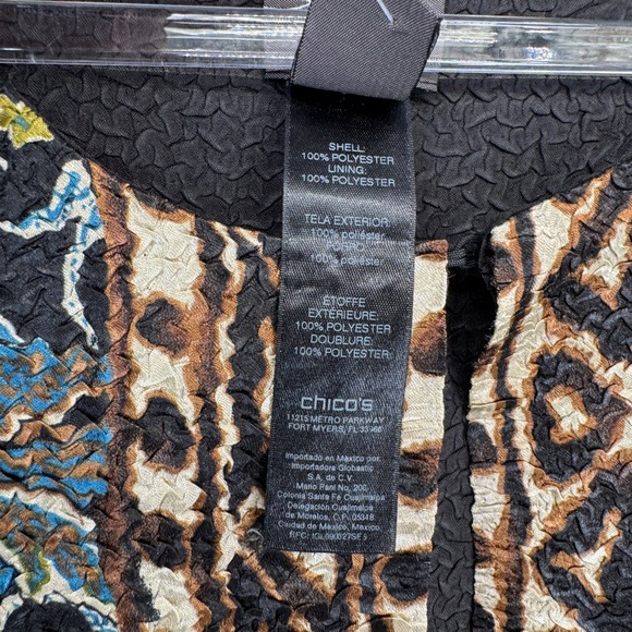 Chicos Travelers Crushed Artsy Jacket Womens 2 L 12 Brown Blue Green NEW - Picture 6 of 15